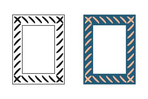 Frame set in doodle style, creative ornate for web photo, cards, scrapbooking Stock Illustration