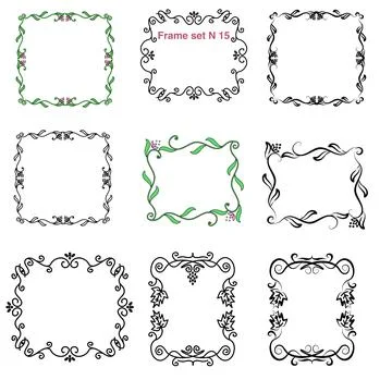Frame Set of Elegant thin Vintage Floral climbing Ornament Stock Illustration