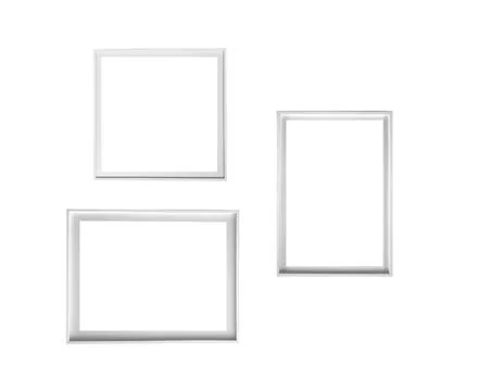 Frame set isolated on white background. Collection of three picture frames in Stock Photos