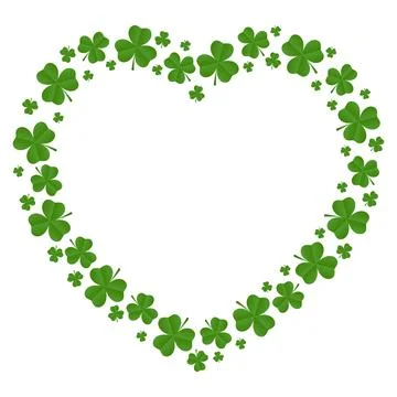 Frame of shamrocks in the shape of a heart Stock Illustration
