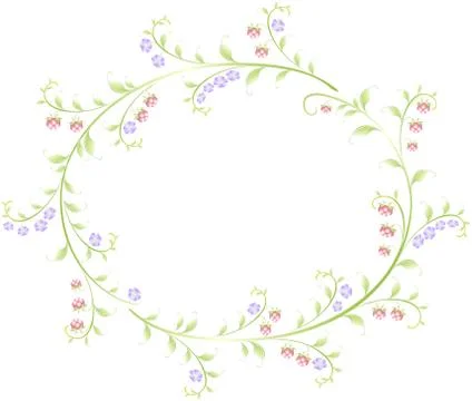 Frame in the shape of an round of berries and flowers. EPS10 vector illustration Stock Illustration