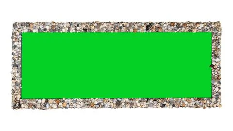 Frame with shells, empty central space for your text. isolated white backgrou Foto stock