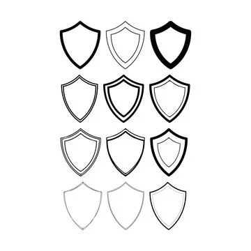 Frame shield icon element, outline border grunge shape icon, decorative doo.. Stock Illustration