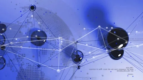 Frame shift driving node cluster lighting lines pulsing hubs panning showing Stock Footage 333256086