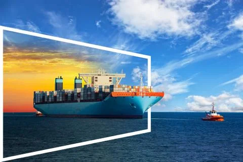 Frame with ship Stock Photos