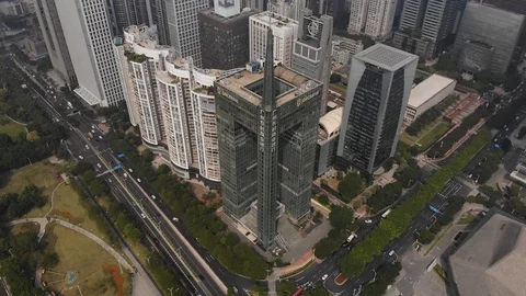 The frame shows interesting construction, the intersection of two large streets Stock Footage 118472587