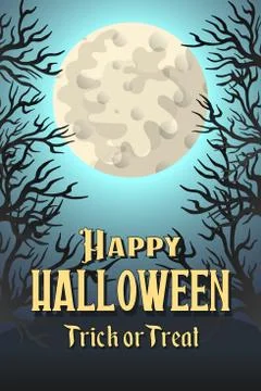 Frame from silhouettes of bare branches of trees on full moon background Illustration