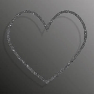Frame Silver Sequins Heart. Glitter, sparkle. Stock Illustration