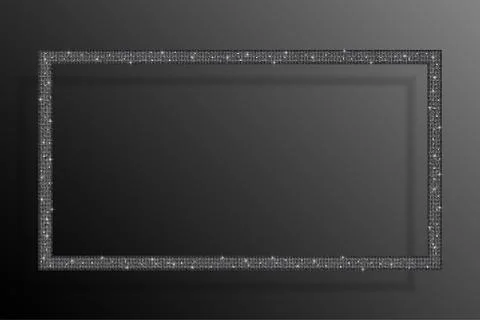 Frame Silver Sequins Rectangle. Glitter, Sparkle. Stock Illustration