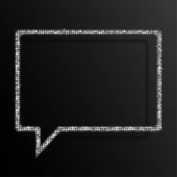 Frame Silver Sequins Speech Bubble. Stars. Stock Illustration