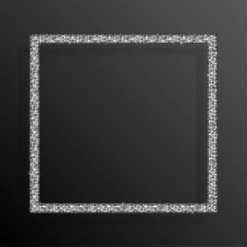 Frame Silver Sequins Square. Glitter, sparkle. Stock Illustration