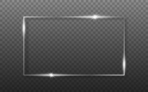 Frame silver template. Thin shiny square on transparent background. Silver Stock Illustration