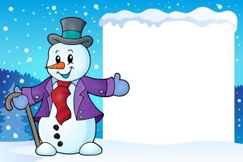 Frame with snowman topic - eps10 vector illustration. Stock Illustration
