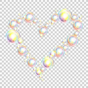 Frame of soap bubbles in the shape of a heart in watercolor Stock Illustration