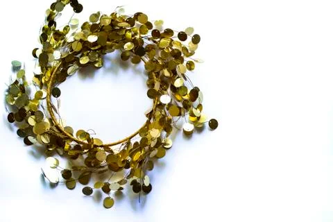A frame of spangles on a white background. Stock Photos