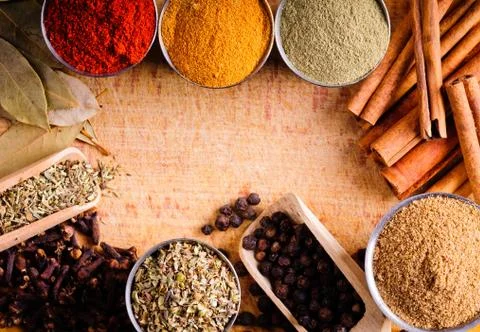 Frame with spices Stock Photos