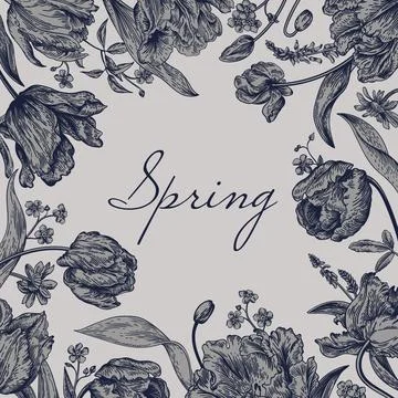 Frame with spring flowers. 스톡 일러스트