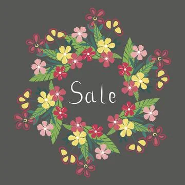 Frame with spring flowers Stock Illustration