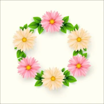 Frame of spring flowers with leaves. Spring Sale Banner.Vector Stock Illustration