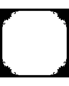 Frame square with plant elements, vignette with flowers - silhouette vector Stock Illustration