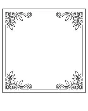 Frame square with plant elements, vignette with leaves and shoots Illustrazione stock