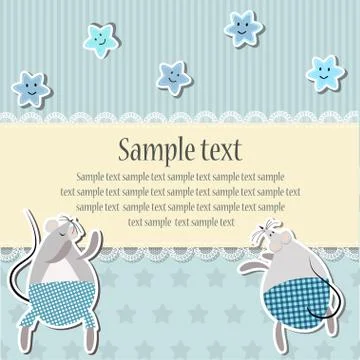 Frame with stars and funny dancing mouses Stock Illustration
