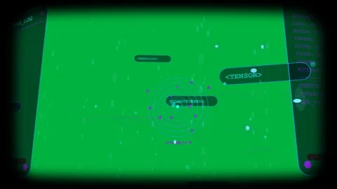 Frame start causing central rings pulsing, metrics updating, showing model Stock Footage 329548256