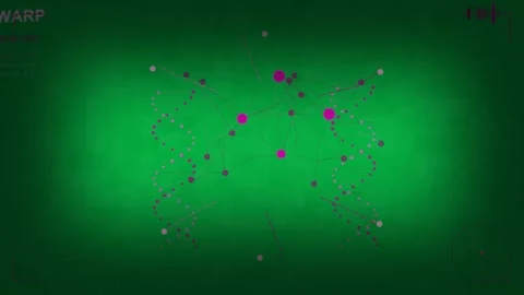 On frame start pink node link network growing, redrawing to visualize data on Stock Footage 334118597