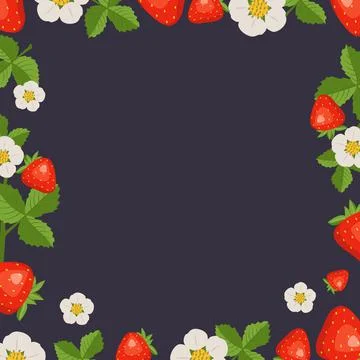 Frame with strawberries Illustrazione stock