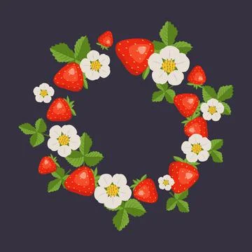Frame with strawberries Illustrazione stock