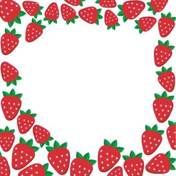 Frame with strawberries. Vector template for design Illustrazione stock