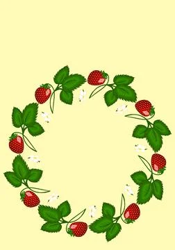 A frame of strawberry berries. Pattern. Vertical illustration. Stock Illustration