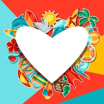 Frame with summer and beach objects. Stock Illustration