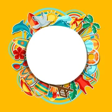 Frame with summer and beach objects. Stock Illustration