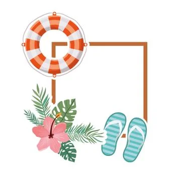 Frame with summer objects in white background Stock Illustration