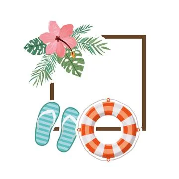 Frame with summer objects in white background Stock Illustration