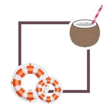 Frame with summer objects in white background Stock Illustration