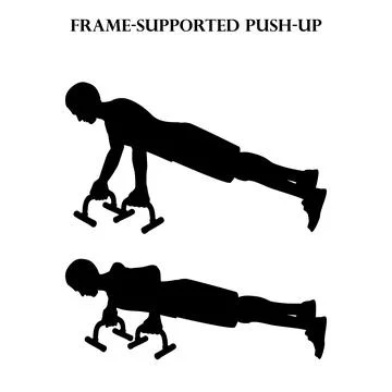 Frame-supported push-up exercise strength workout vector illustration silhoue Illustrazione stock