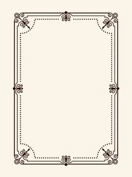 Frame with Swirls in Corners Rectangular Shape Stockillustratie
