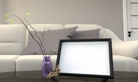 Frame on table. 3D rendering Stock Illustration