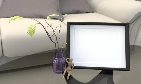 Frame on table. 3D rendering Stock Photos