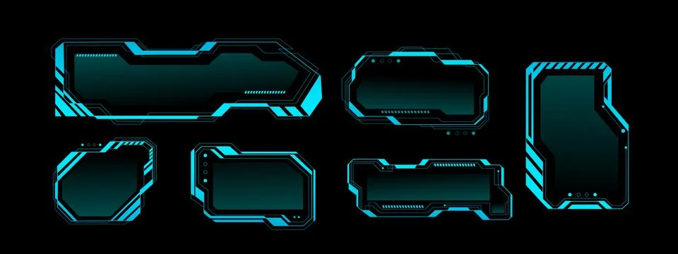 Frame tech UI elements with glowing HUD interface Stockillustratie