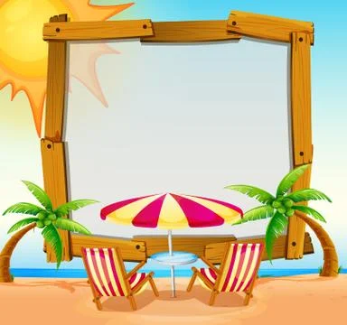 Frame template with beach in background Stock Illustration