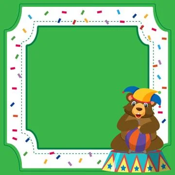 Frame template design with circus bear and ball Ilustración de archivo