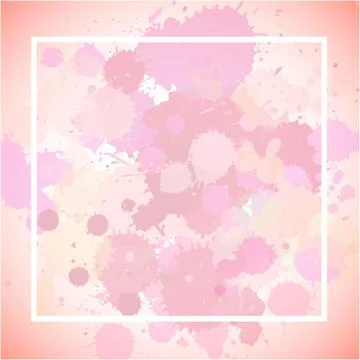 Frame template design with pink splashes Stock Illustration