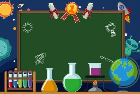 Frame template design with space theme in background Stockillustratie