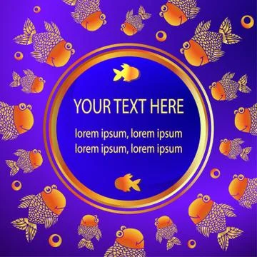 Frame template with goldfish Stock Illustration