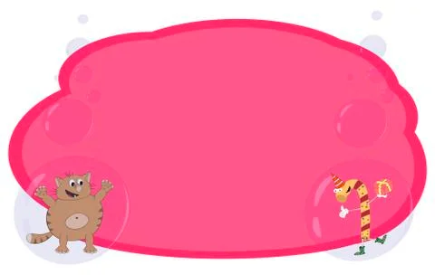 Frame for text and notes with cartoon characters cat and candy on a raspberry Stock Illustration