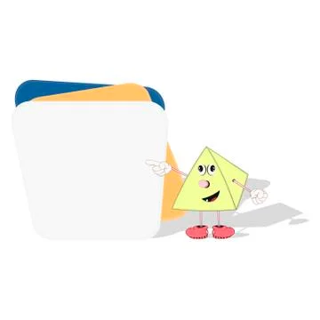 Frame for text and notes from colored cards with a cartoon pyramid hero. Vect Illustrazione stock