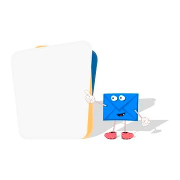 Frame for text and notes from colored cards with a cartoon hero envelope. Vec Stock Illustration